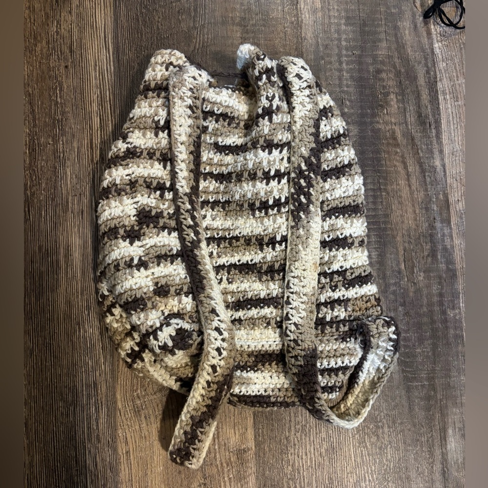 🔸 Handmade Crochet Draw String Backpack - Picture 4 of 5